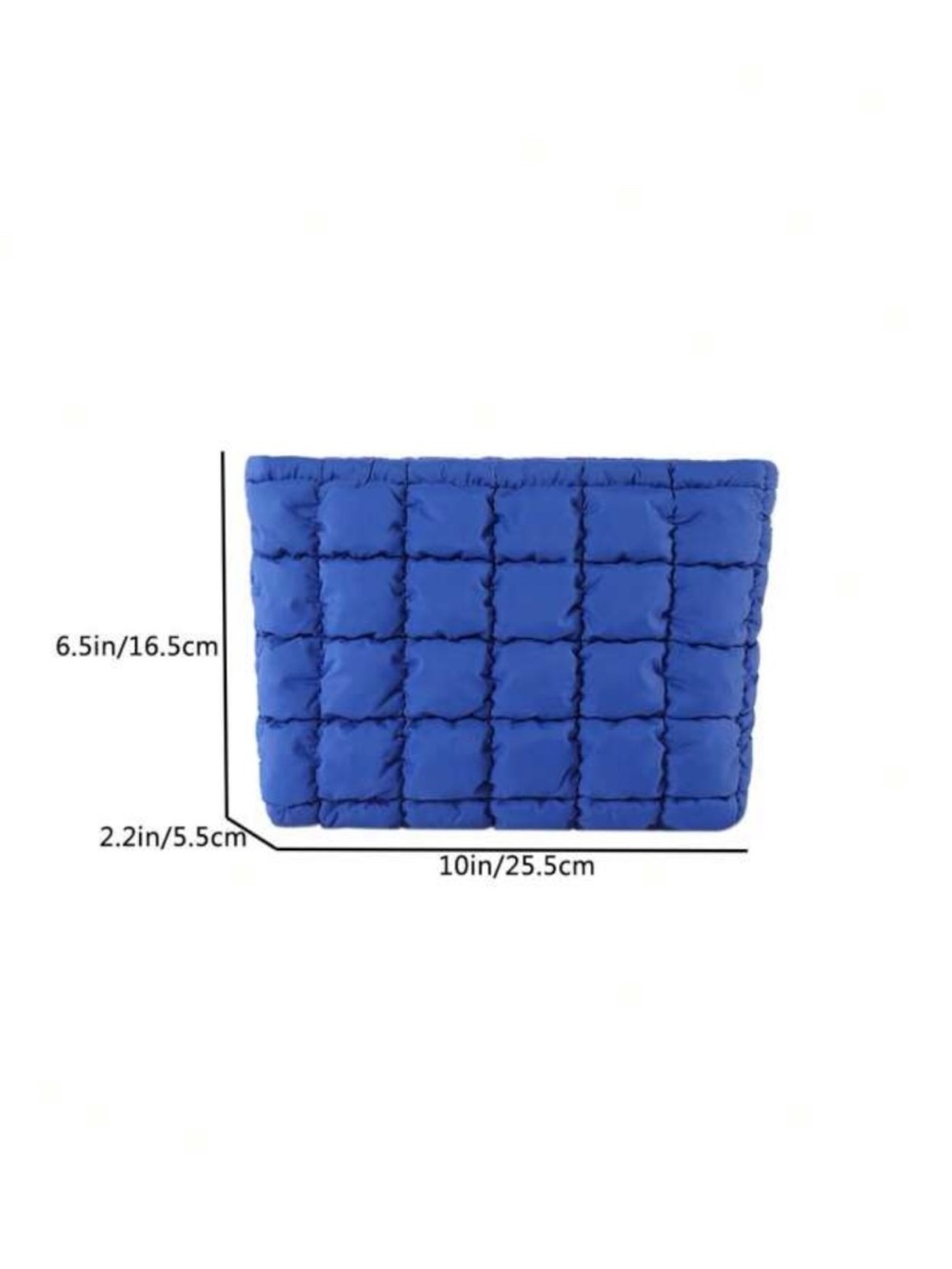 NWT Quilted Blue Puffer Makeup Bag Zipper Pouch Travel Clutch - Picture 7 of 12